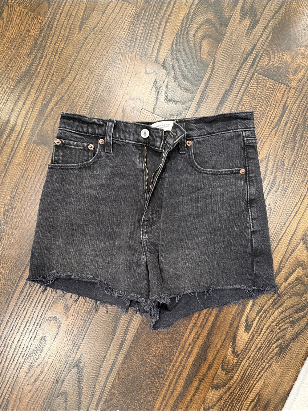Abercrombie & Fitch Black Frayed Hem Denim Shorts
